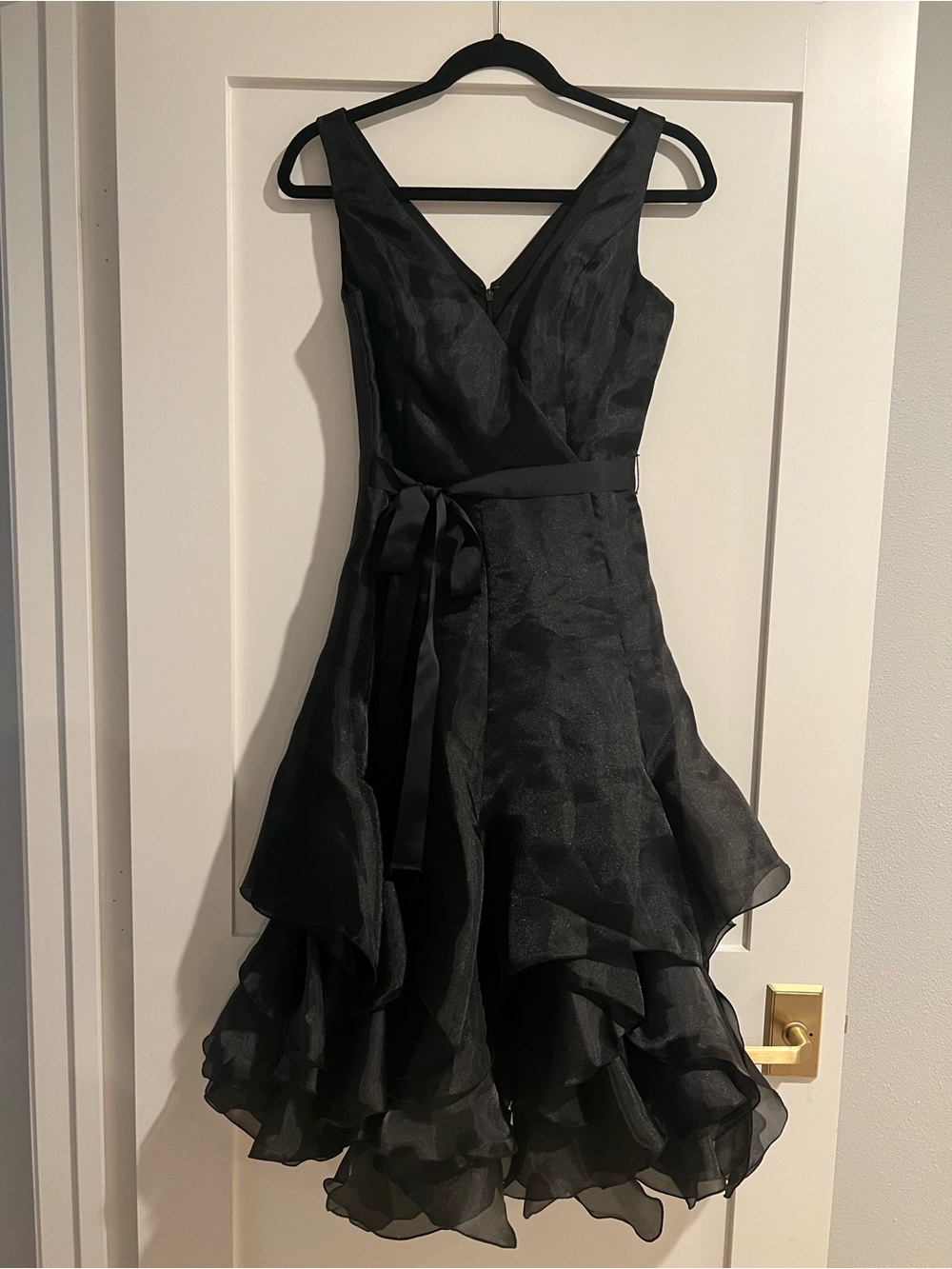 Nue by Shani Black High-Low V-Neck Cocktail Dress